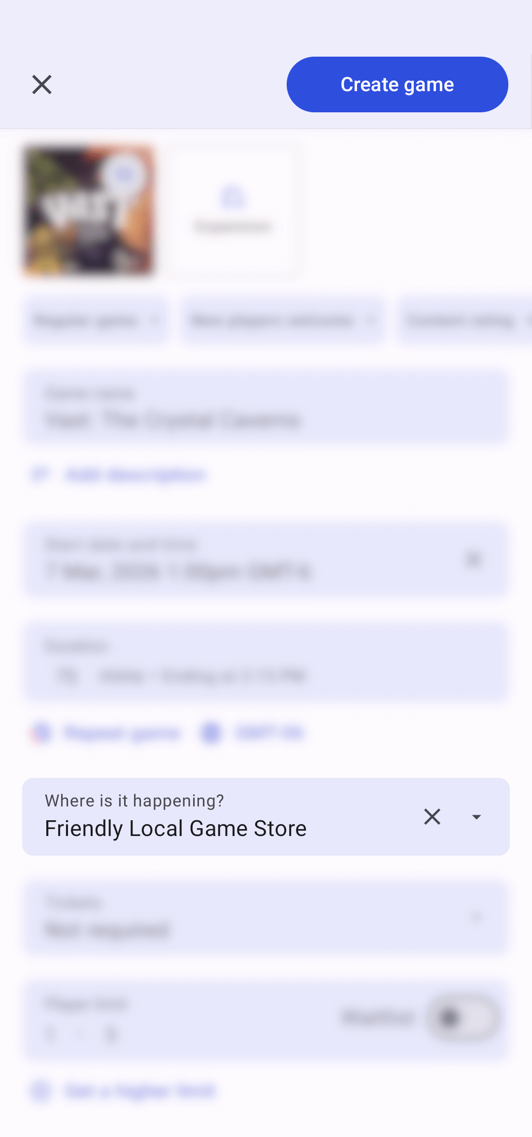 A screenshot of the scoresheet interface for Aftergame