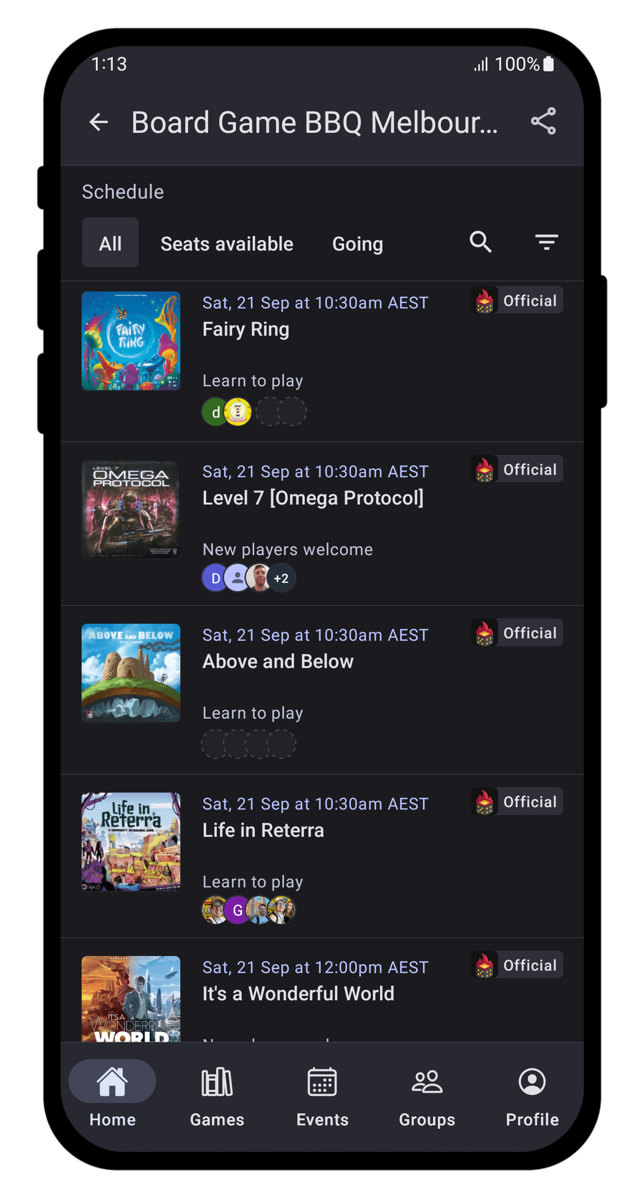 Aftergame events screenshot